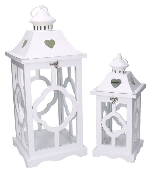 Set 2 Lanterne in Legno bianco