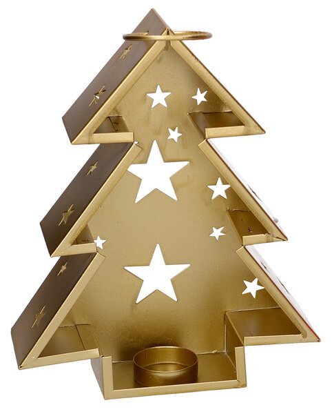 Lanterna in Metallo albero oro cm 27x7,5xh32,5