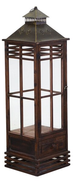 Set 3 Lanterne in Legno marrone scuro rettangolare