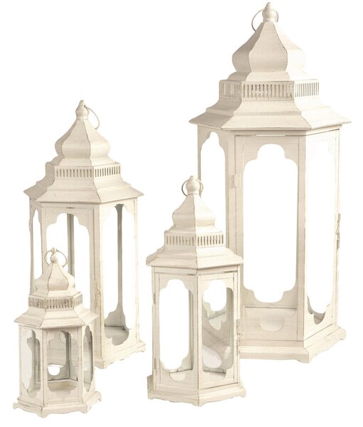 Set 4 Lanterne in Metallo crema