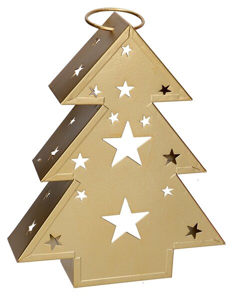 Lanterna in Metallo albero oro cm 27x7,5xh32,5