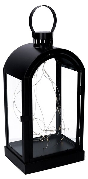 Lanterna con Led in Metallo nero cm 20,2x15,2xh38,5/46