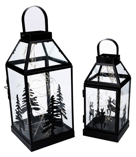 Set 2 Lanterne in Metallo nero