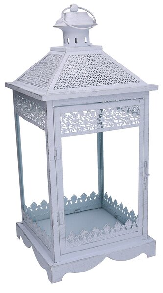 Set 3 Lanterne in Metallo bianco opaco argentato quadro