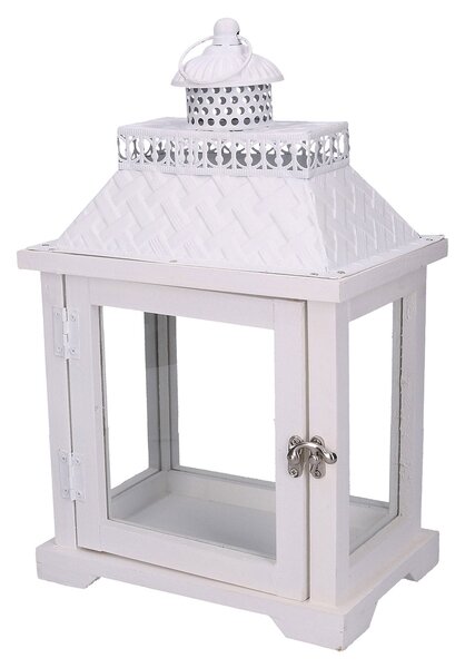Lanterna in Legno bianco quadro cm 24x16xh39