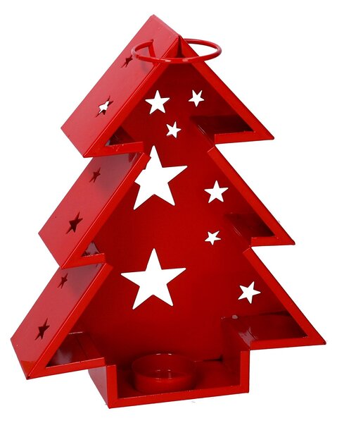 Lanterna in Metallo albero rosso cm 27x7,5xh32,5