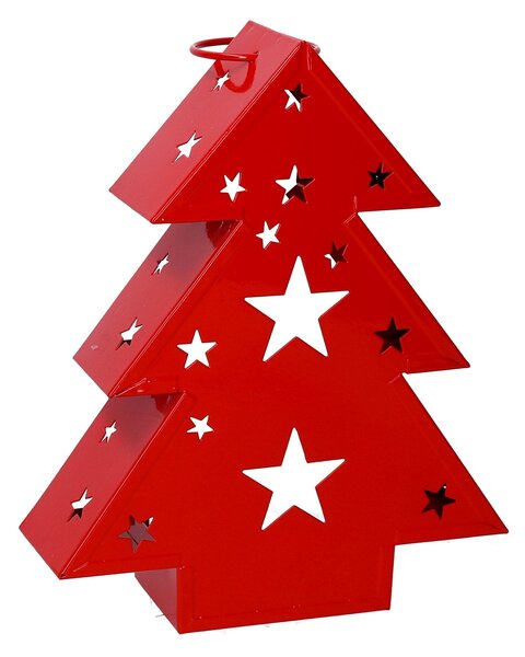 Lanterna in Metallo albero rosso cm 27x7,5xh32,5