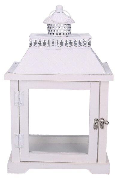 Lanterna in Legno bianco quadro cm 24x16xh39