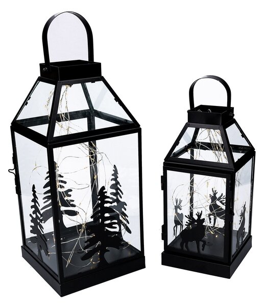 Set 2 Lanterne in Metallo nero