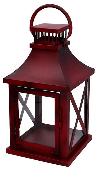 Set 2 Lanterne in Metallo rosso quadro