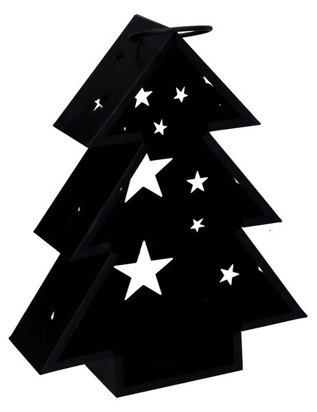 Lanterna in Metallo albero nero cm 27x7,5xh32,5