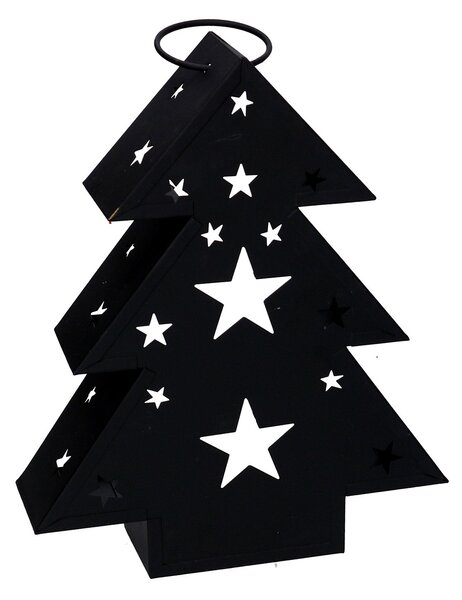 Lanterna in Metallo albero nero cm 27x7,5xh32,5