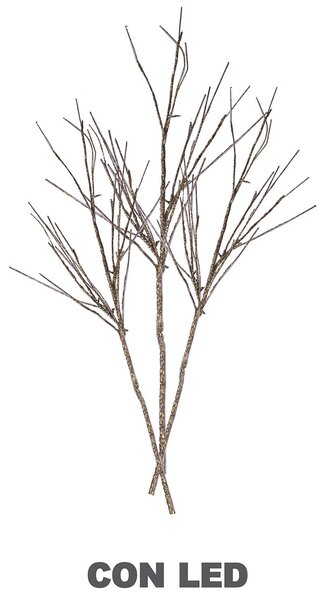 Luci di Natale rami glitter oro argento 72 Led bianco caldo cm 40x40xh100