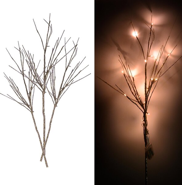 Luci di Natale rami glitter oro argento 72 Led bianco caldo cm 40x40xh100