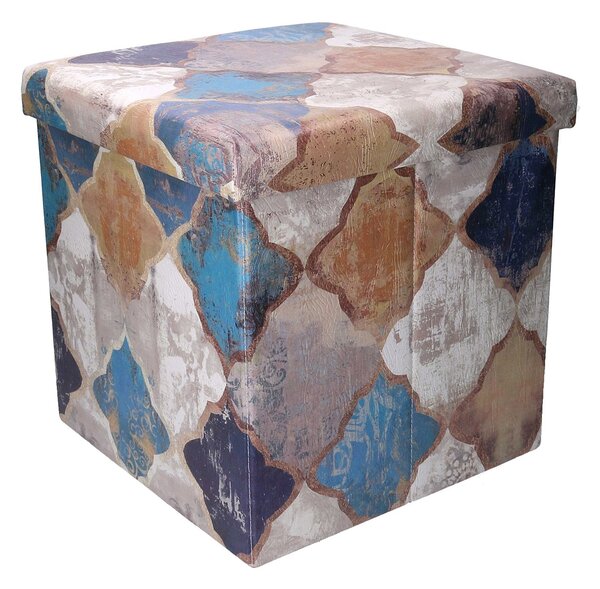 Pouff in Similpelle pieghevole blu marocco quadro cm 38x38xh38
