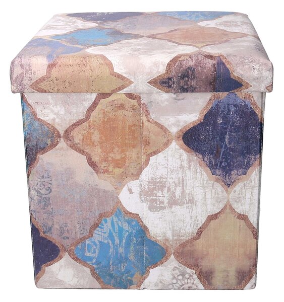 Pouff in Similpelle pieghevole blu marocco quadro cm 38x38xh38
