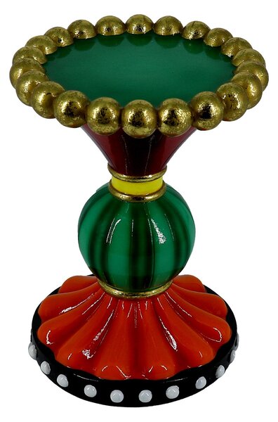 Portacandele in Resina verde rosso cm Ø14,7xh19,7