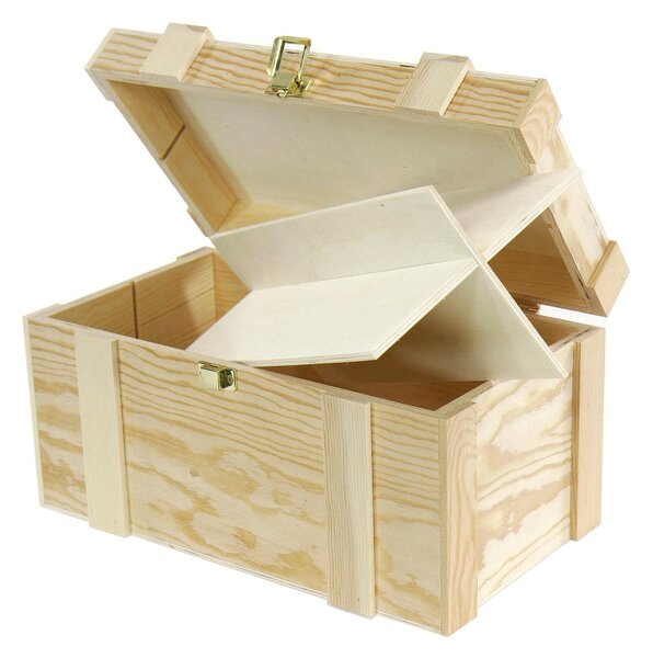 Cassetta portabottiglie 2+2 Posti in pino naturale cm 37x21xh19