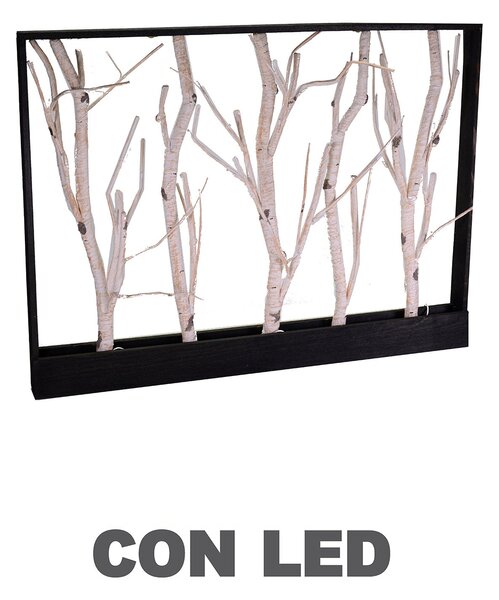 Decorazione da Parete betulla bianco 32 Led luce caldo cm 80x60x6