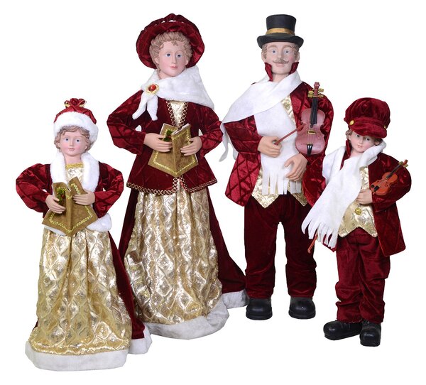 Famiglia Cantori in Plastica e Tessuto Bordeaux Set 4pz cm 34x22xh95
