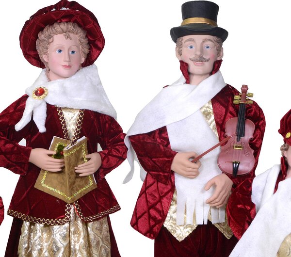 Famiglia Cantori in Plastica e Tessuto Bordeaux Set 4pz cm 34x22xh95