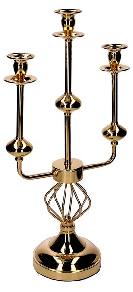 Portacandele candelabro in Metallo oro cm 26x14xh51