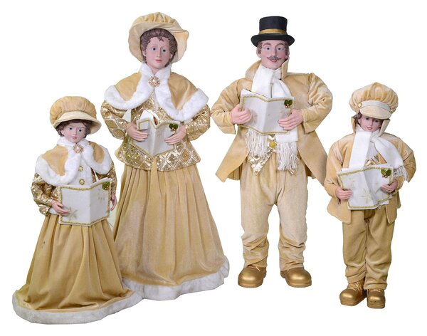 Famiglia Cantori in Plastica e Tessuto Oro Set 4pz cm 34x22xh95