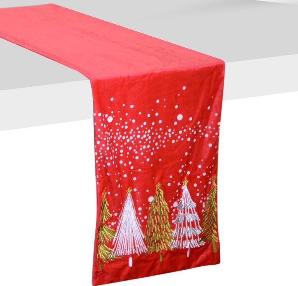 Runner in Tessuto con alberi rosso cm 32x182x0,5
