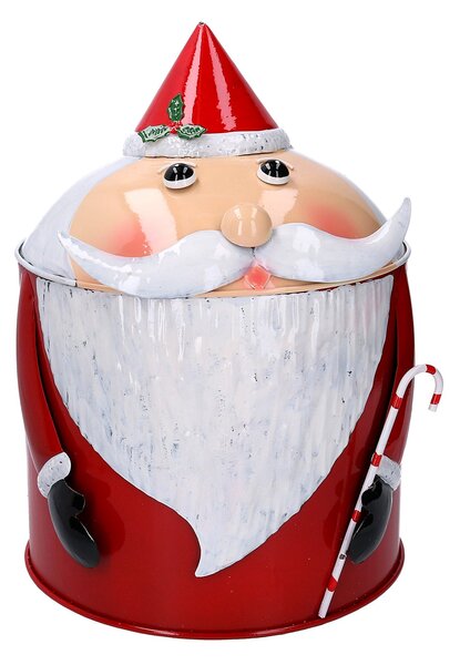 Scatola in Metallo babbo natale rosso tondo cm Ø43xh29