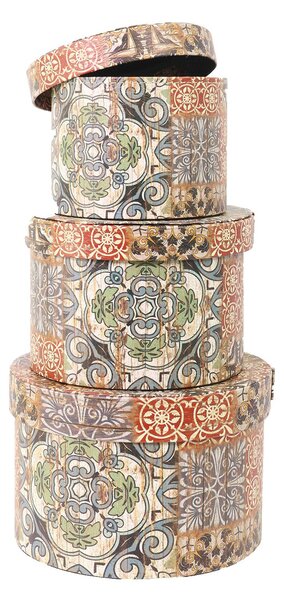 Set 3 Scatole in Similpelle mandala tondo