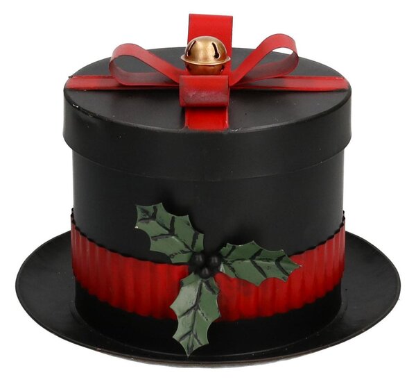 Scatola in Metallo nero cappello tondo cm Ø25xh19