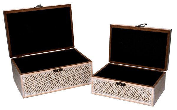 Set 2 Scatole in Legno sbiancato rettangolare