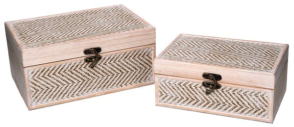 Set 2 Scatole in Legno sbiancato rettangolare