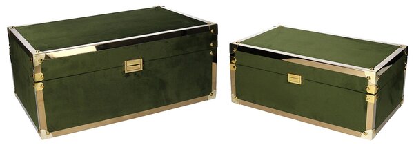 Set 2 Scatole in Legno verde rettangolare