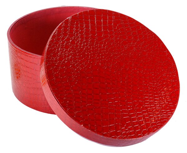 Set 3 Scatole in Similpelle rosso tondo
