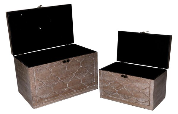 Set 2 Scatole in Legno marrone rettangolare
