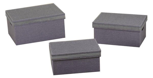 Set 3 Scatole in Tessuto grigio e argento rettangolare