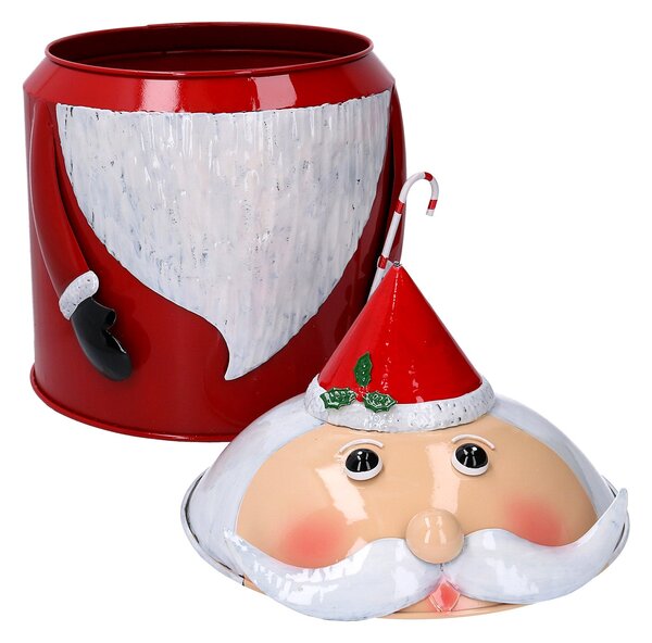 Scatola in Metallo babbo natale rosso tondo cm Ø43xh29