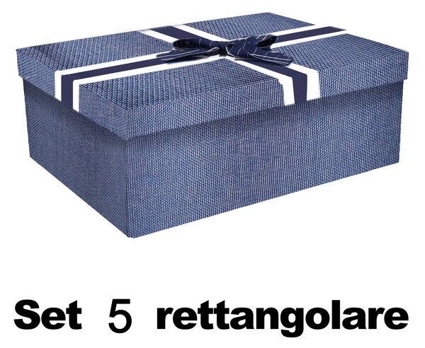 Set 5 Scatole cartone blu rettangolare