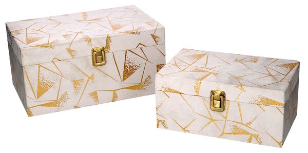 Set 2 Scatole in Legno decori oro rettangolare
