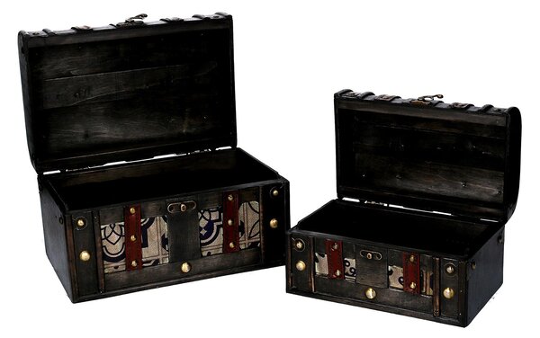 Set 2 Scatole in Legno nero rettangolare