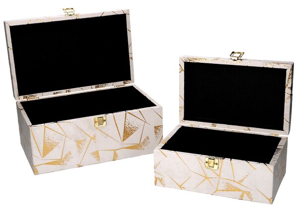 Set 2 Scatole in Legno decori oro rettangolare