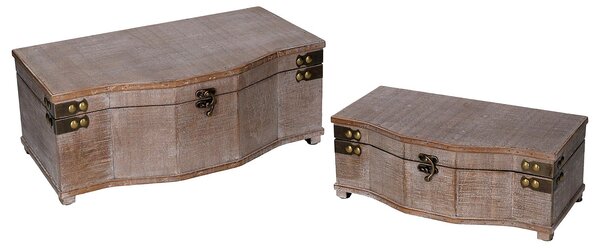 Set 2 Scatole in Legno marrone rettangolare