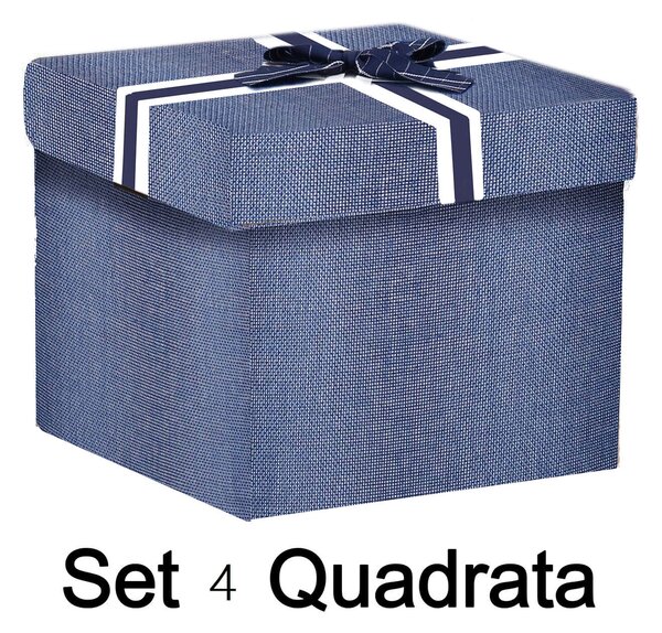 Set 4 Scatole cartone blu quadro