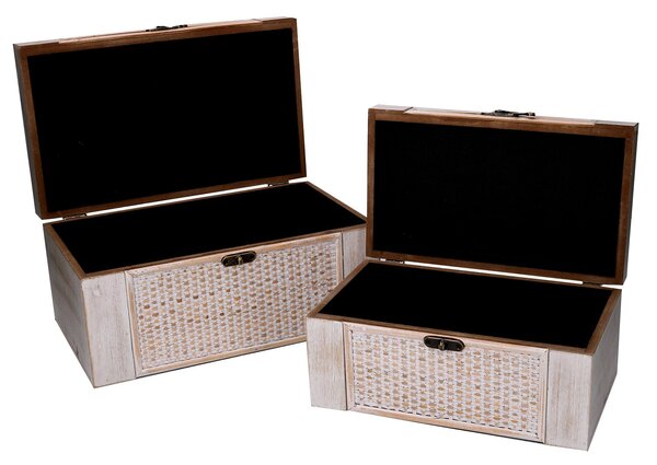 Set 2 Scatole in Legno sbiancato rettangolare