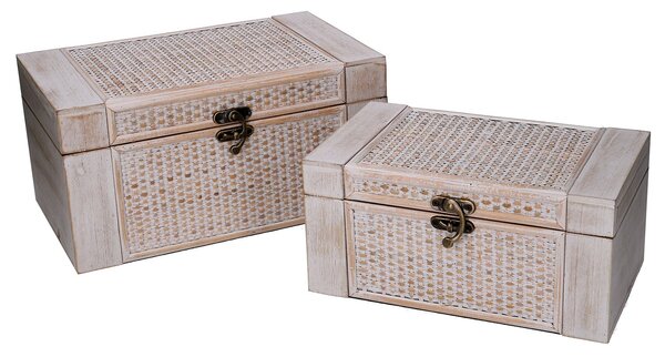 Set 2 Scatole in Legno sbiancato rettangolare