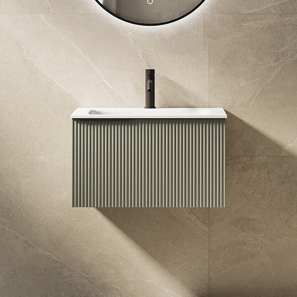 Mobile bagno sospeso 60 cm cannettato verde opaco | KAM-AR60-GREEN - KAMALU