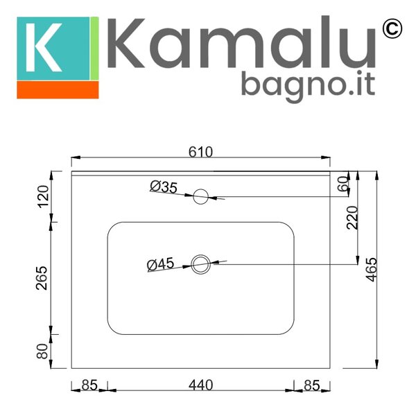Mobile bagno sospeso 60 cm cannettato rovere bruno | KAM-AR60-OAK1 - KAMALU