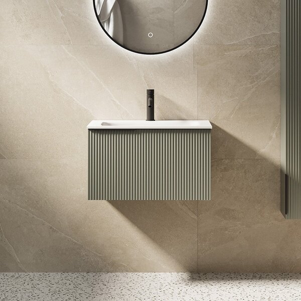 Mobile bagno sospeso 60 cm cannettato verde opaco | KAM-AR60-GREEN - KAMALU