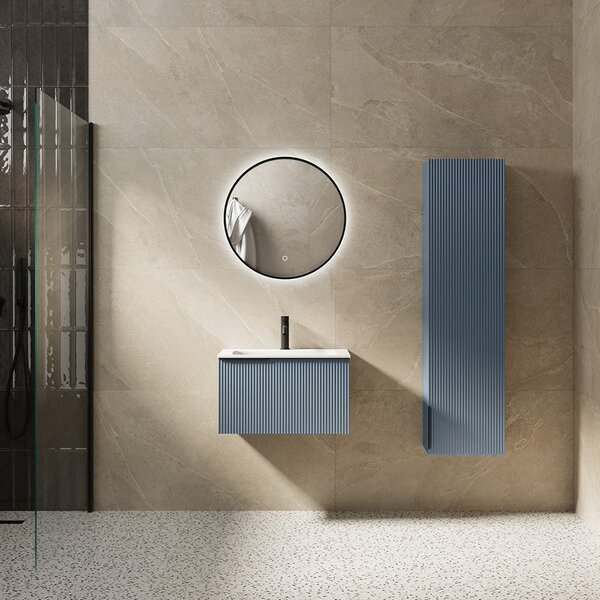 Mobile bagno sospeso 60 cm cannettato blu opaco | KAM-AR60-BLU - KAMALU